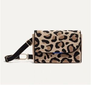 Rothy’s Leopard Print Knit Convertible Crossbody Purse Handbag Clutch Belt bag